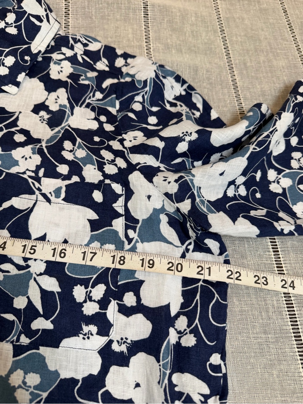 Charter Club Navy and White Floral Button-Front Swing Coverup medium 100% linen - Picture 12 of 14